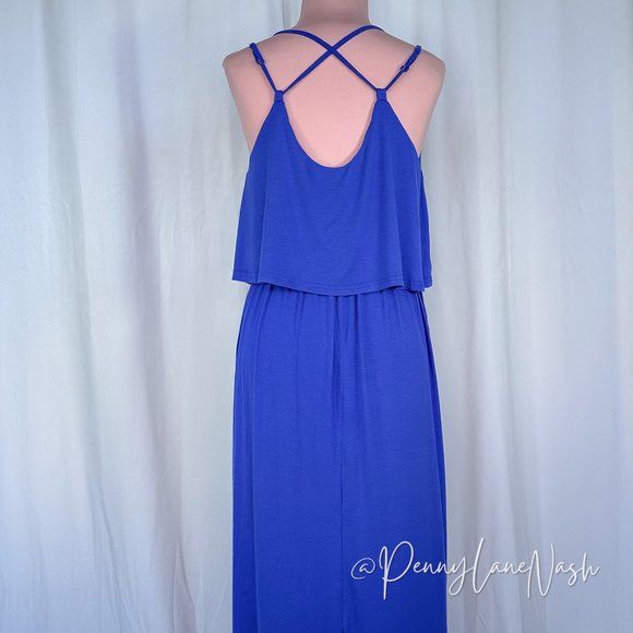 NWT Blu Ivy Kelly Strappy Back Jersey Maxi Dress Blue - Picture 14 of 14